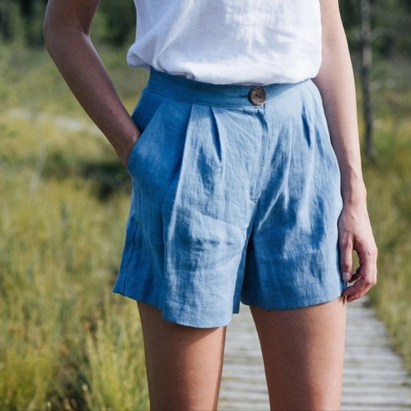 Mantaikotai Pants - Mantaikotai Abu Dhabi Linen High waisted shorts gray grey size small